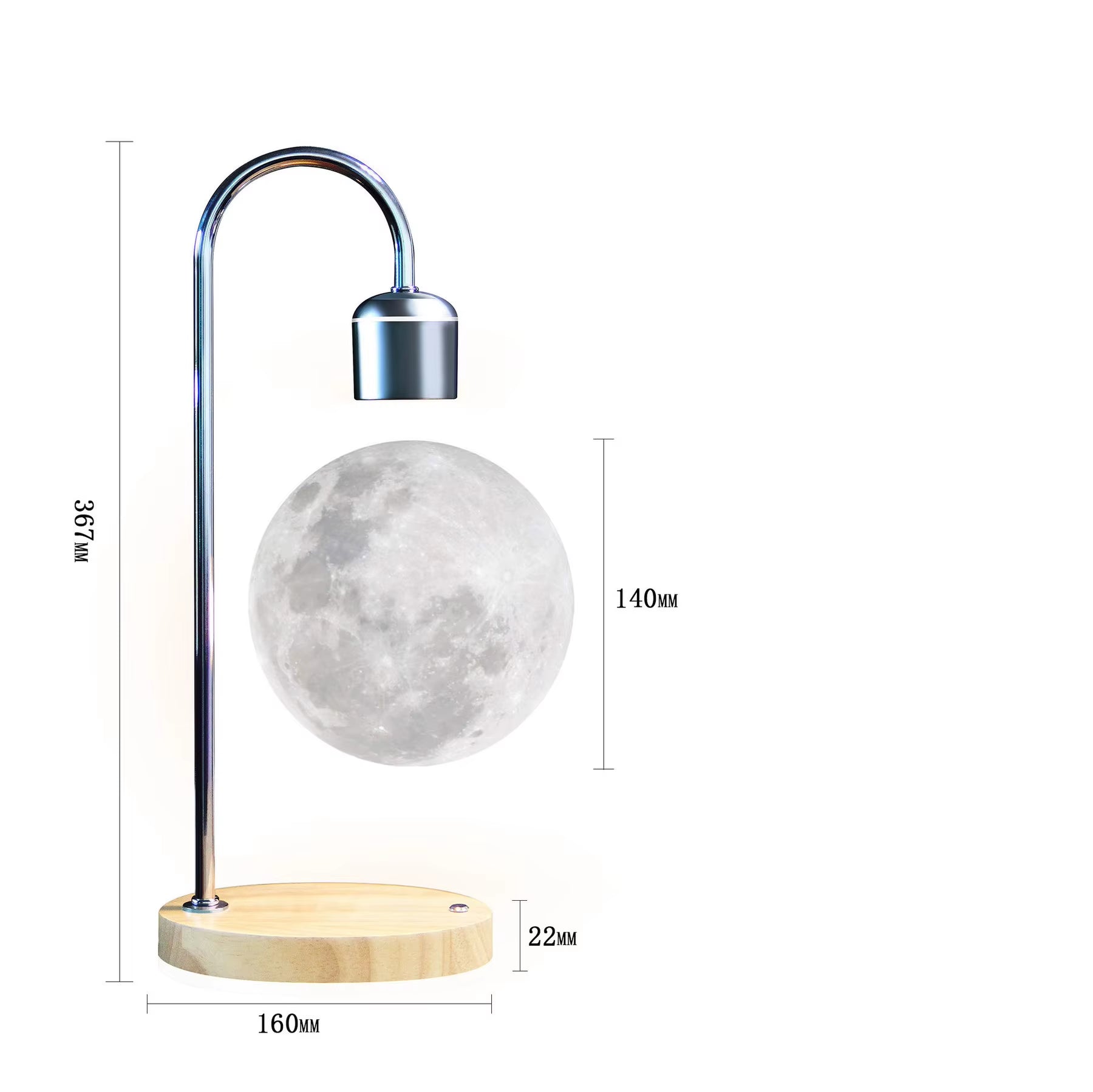 Creative Magnetic Levitation Moon Lamp for Home Decoration and LED Night Light with Wireless Charging