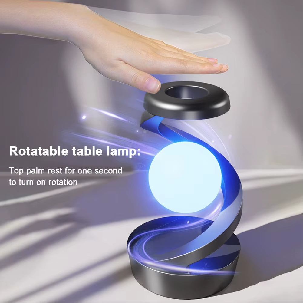 3D Levitating Ball Lamp with Wireless Charging - RGB Rotating Floating Moon LED Table Lamp Decor