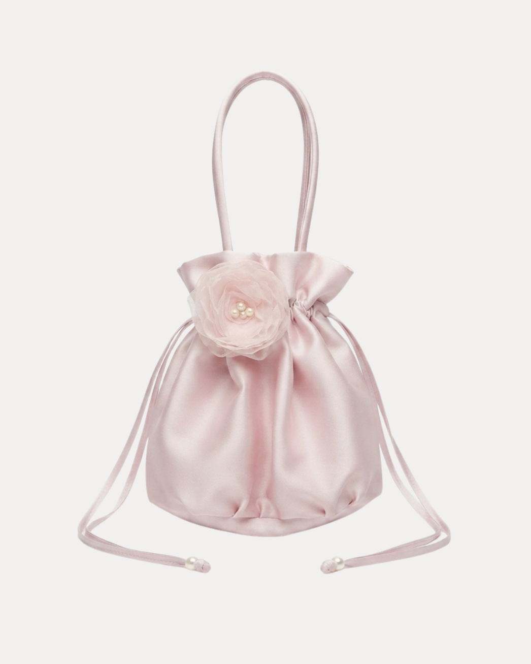 Fleur Satin Pouch Bag — Blush Rosé