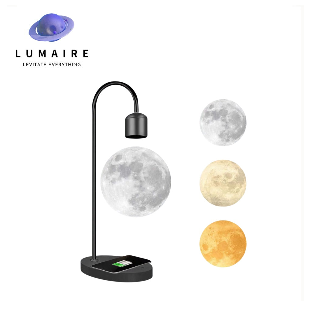 Creative Magnetic Levitation Moon Lamp for Home Decoration and LED Night Light with Wireless Charging