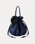 Fleur Satin Pouch Bag — Midnight